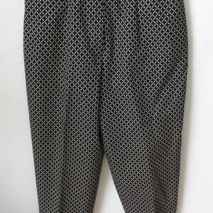 Talbots Petites black white lattice print lined cropped pants *Sz 12P*